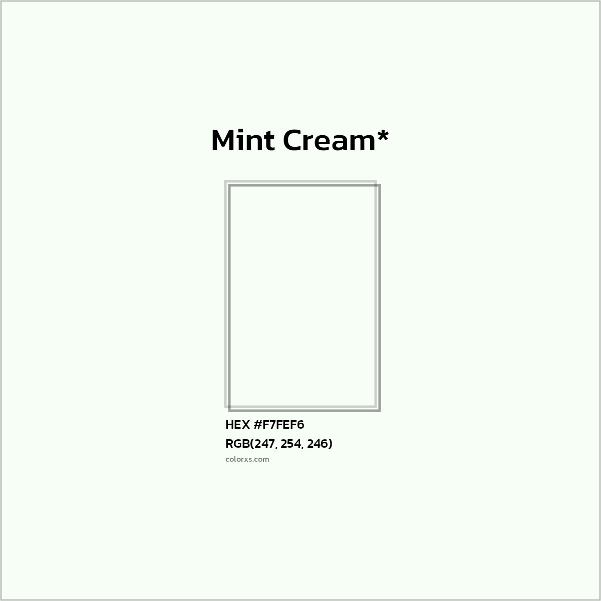 HEX #F7FEF6 Color Name, Color Code, Palettes, Similar Paints, Images