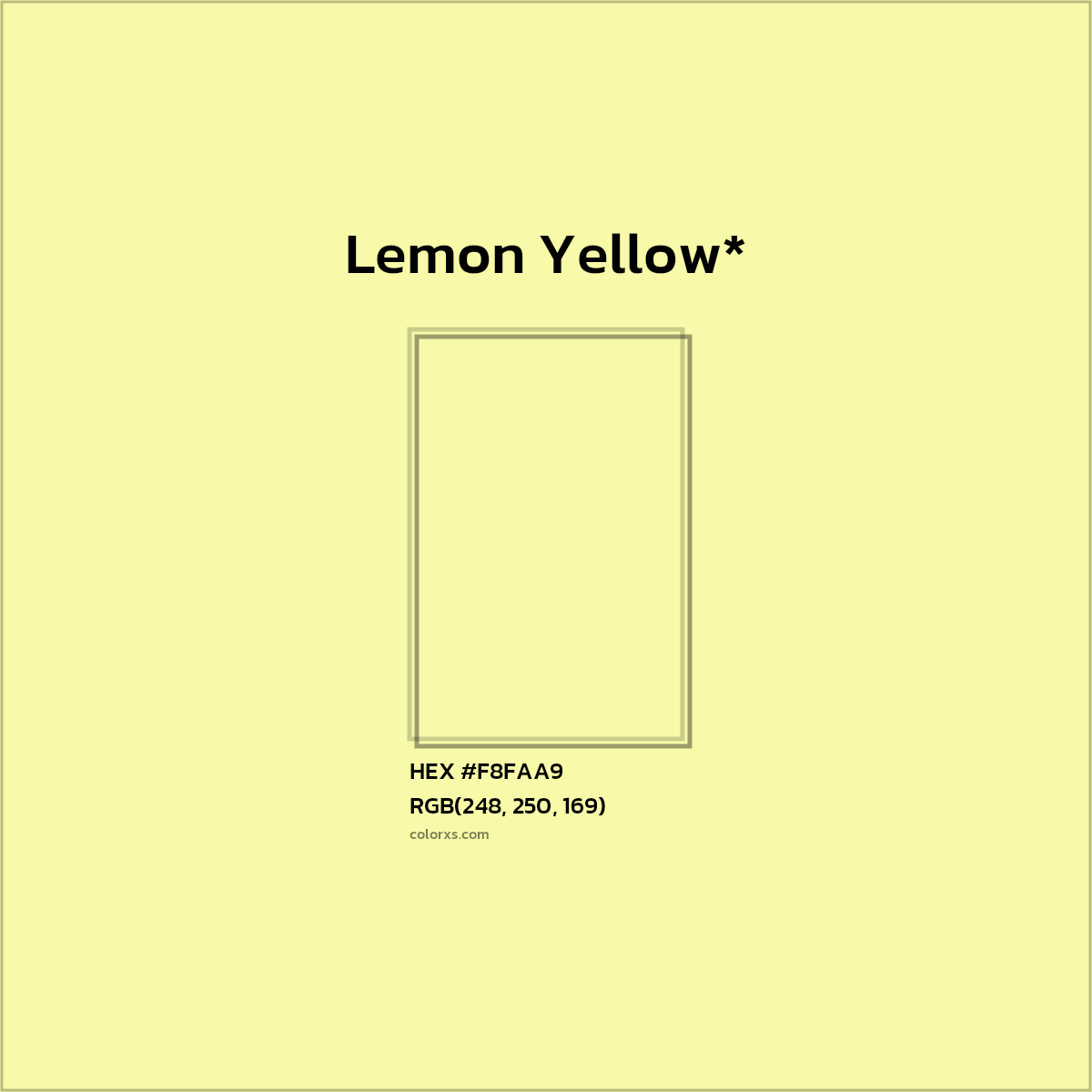 HEX #F8FAA9 Color Name, Color Code, Palettes, Similar Paints, Images