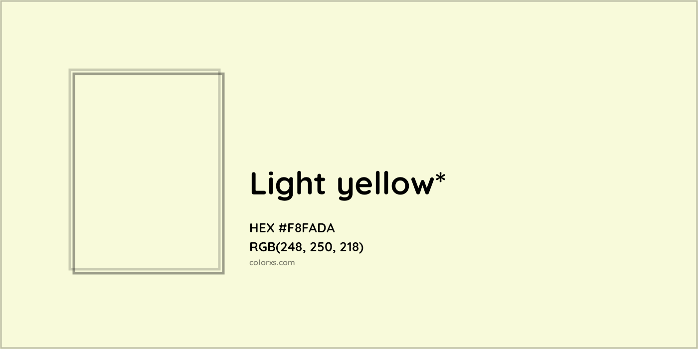 HEX #F8FADA Color Name, Color Code, Palettes, Similar Paints, Images