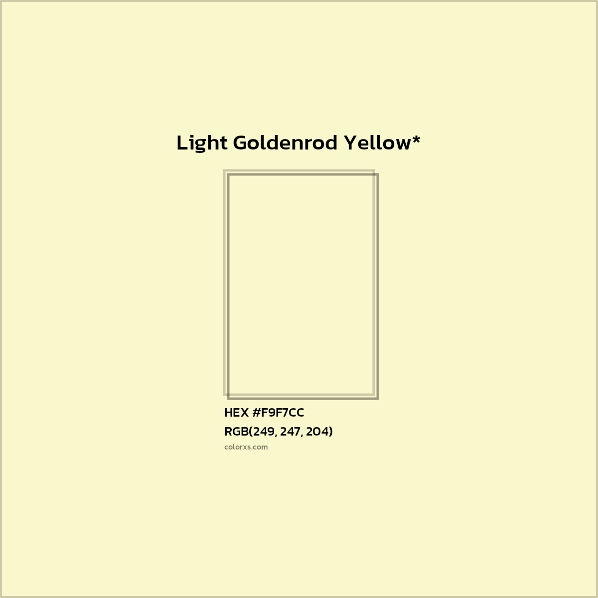 HEX #F9F7CC Color Name, Color Code, Palettes, Similar Paints, Images