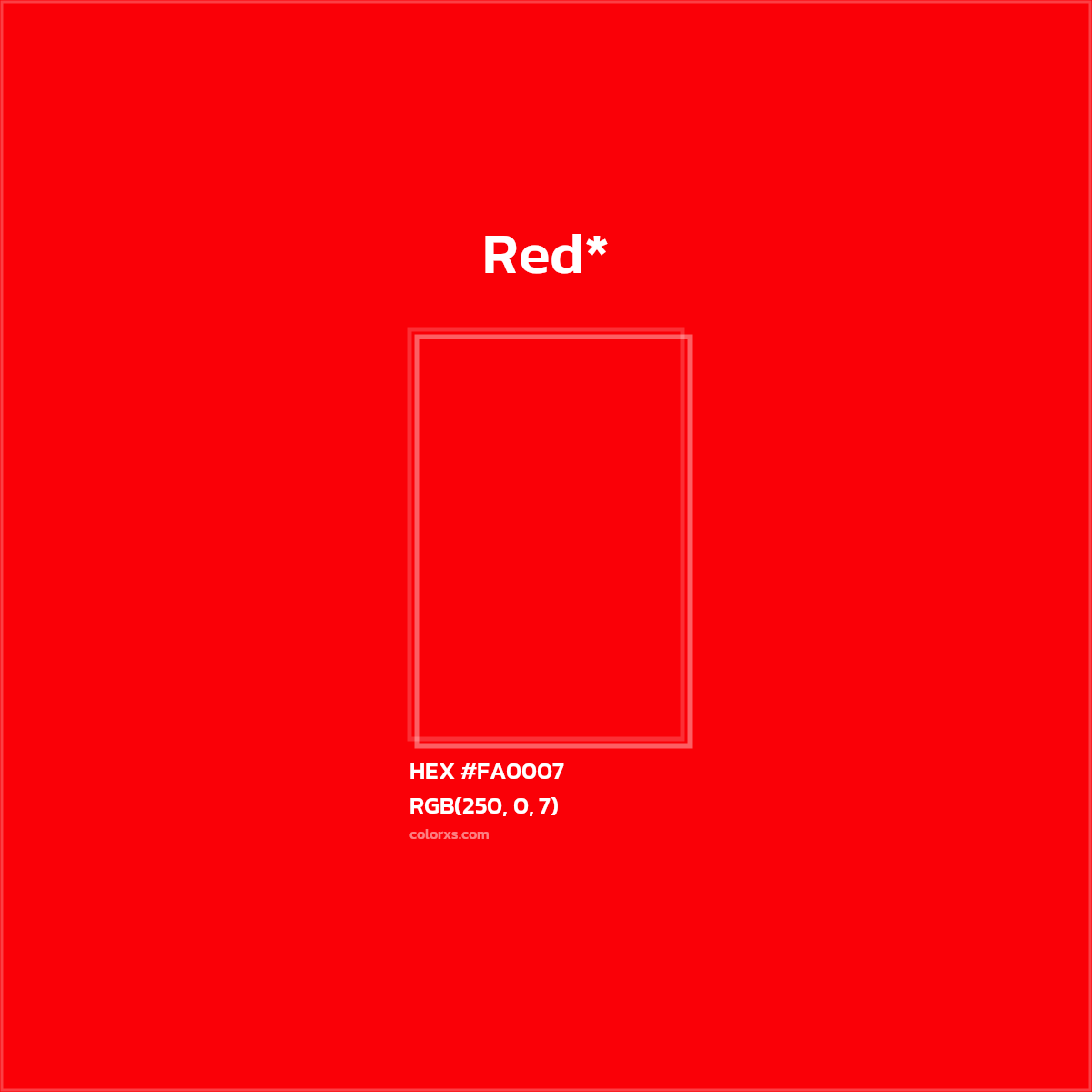 HEX #FA0007 color code, matching color name and palettes - colorxs.com