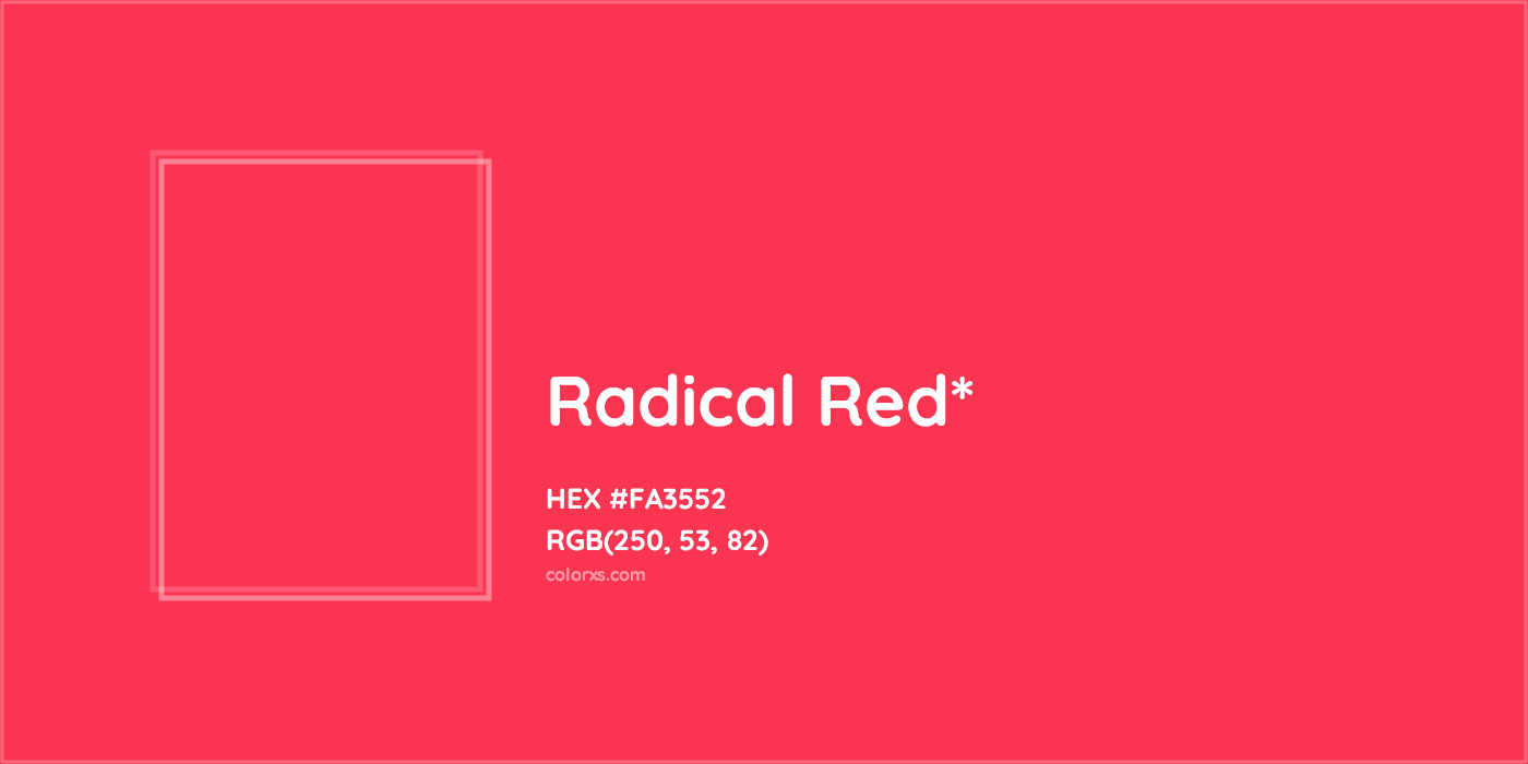 HEX #FA3552 Color Name, Color Code, Palettes, Similar Paints, Images