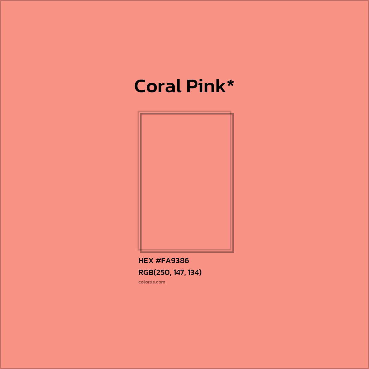 HEX #FA9386 Color Name, Color Code, Palettes, Similar Paints, Images