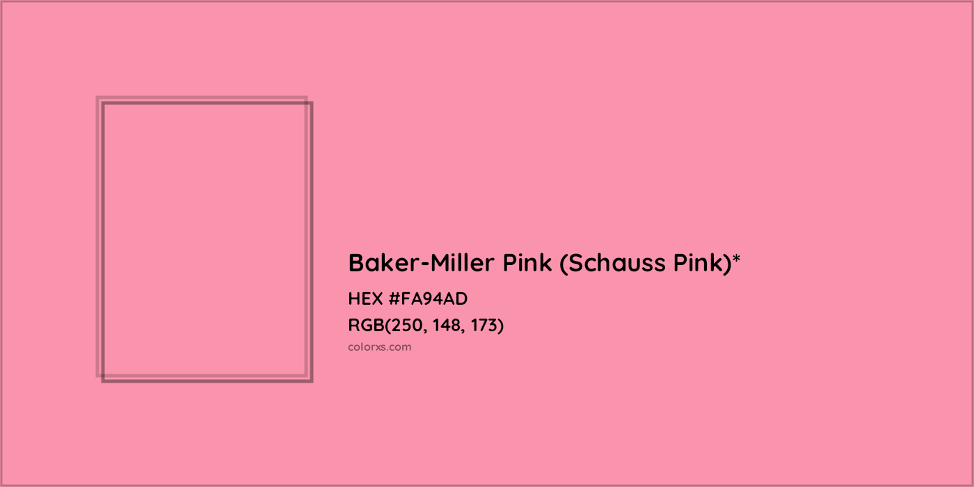 HEX #FA94AD Color Name, Color Code, Palettes, Similar Paints, Images