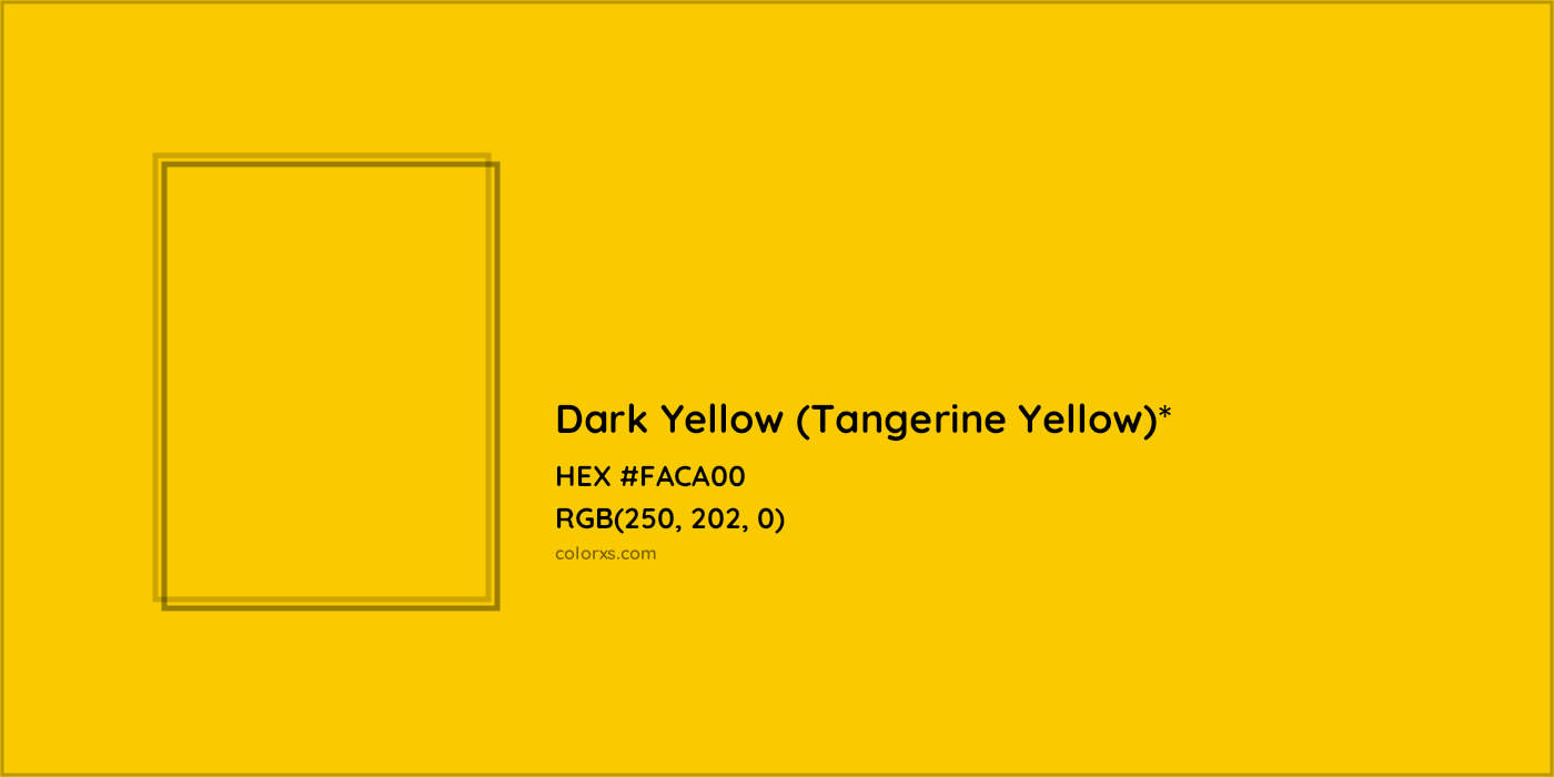 HEX #FACA00 Color Name, Color Code, Palettes, Similar Paints, Images