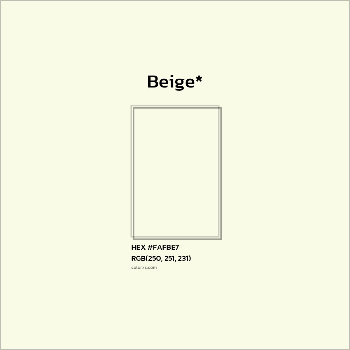 HEX #FAFBE7 Color Name, Color Code, Palettes, Similar Paints, Images