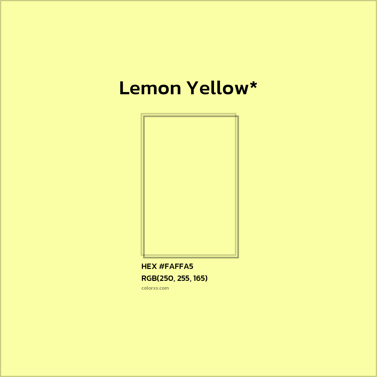 HEX #FAFFA5 Color Name, Color Code, Palettes, Similar Paints, Images