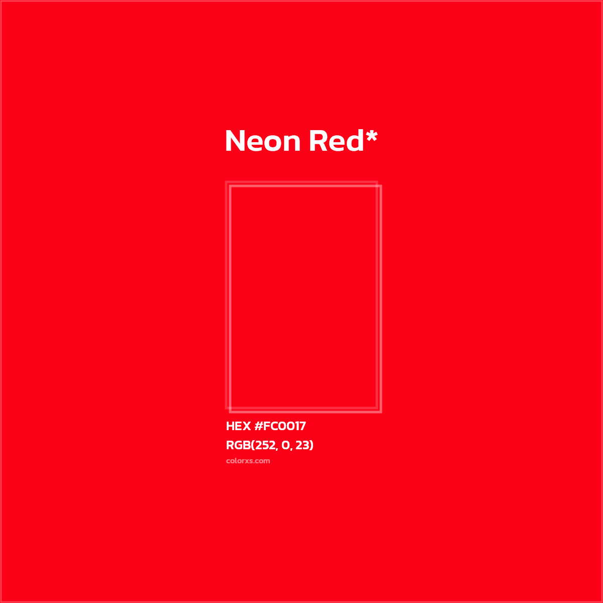 HEX #FC0017 Color Name, Color Code, Palettes, Similar Paints, Images