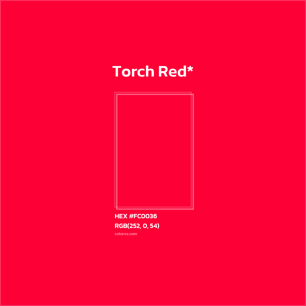 HEX #FC0036 Color Name, Color Code, Palettes, Similar Paints, Images