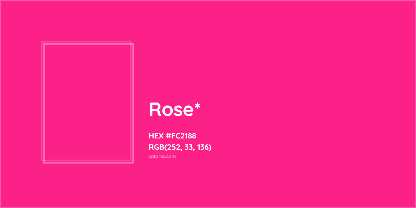 HEX #FC2188 Color Name, Color Code, Palettes, Similar Paints, Images