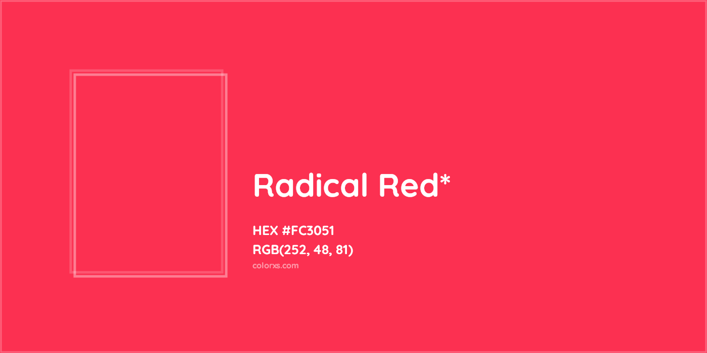 HEX #FC3051 Color Name, Color Code, Palettes, Similar Paints, Images