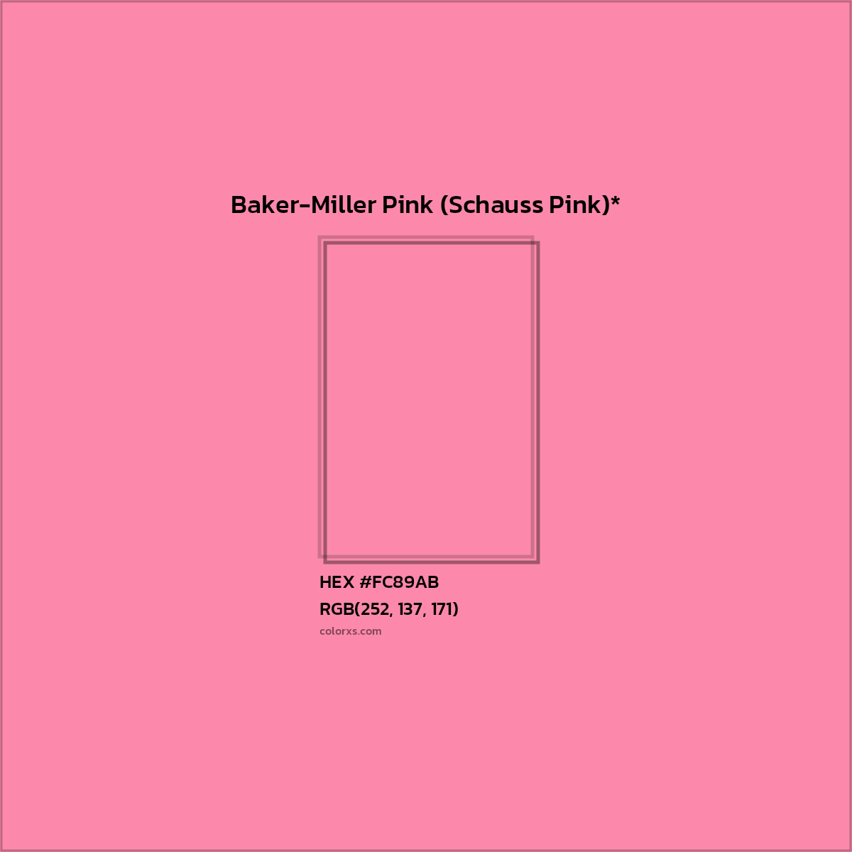 HEX #FC89AB Color Name, Color Code, Palettes, Similar Paints, Images