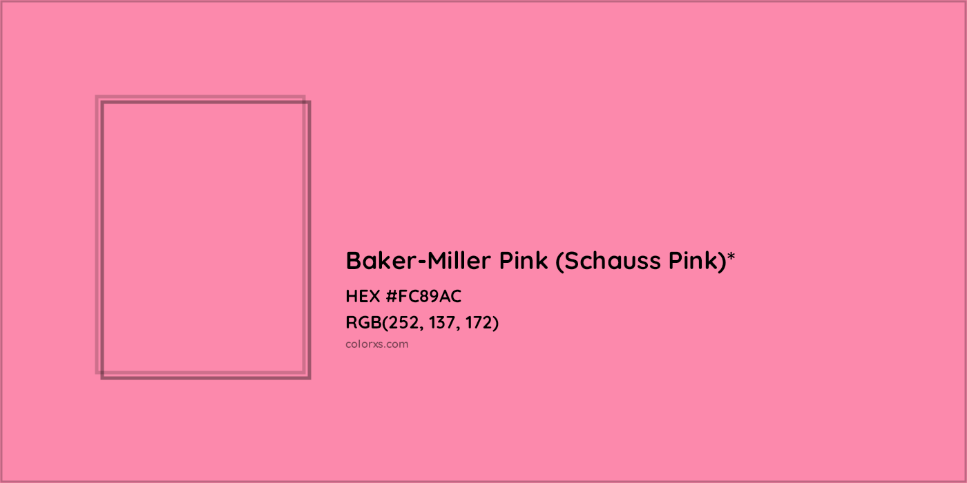 HEX #FC89AC Color Name, Color Code, Palettes, Similar Paints, Images