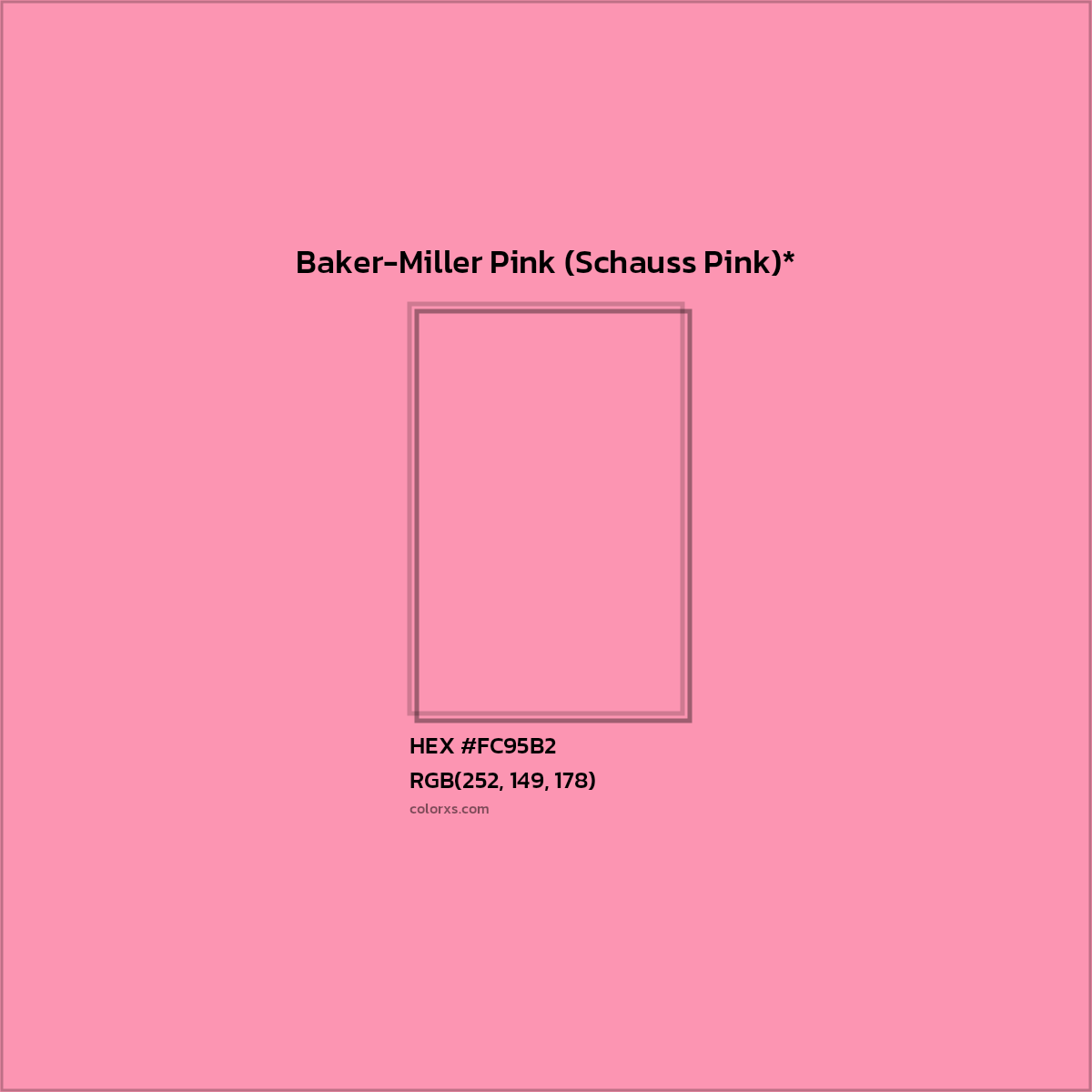 HEX #FC95B2 Color Name, Color Code, Palettes, Similar Paints, Images