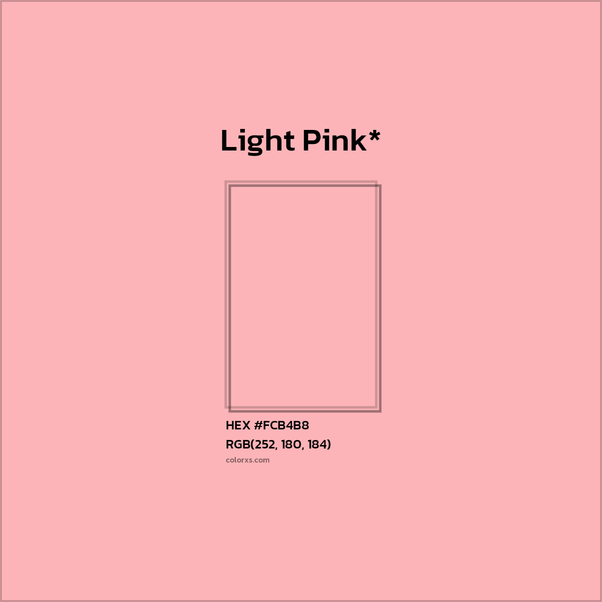 HEX #FCB4B8 Color Name, Color Code, Palettes, Similar Paints, Images