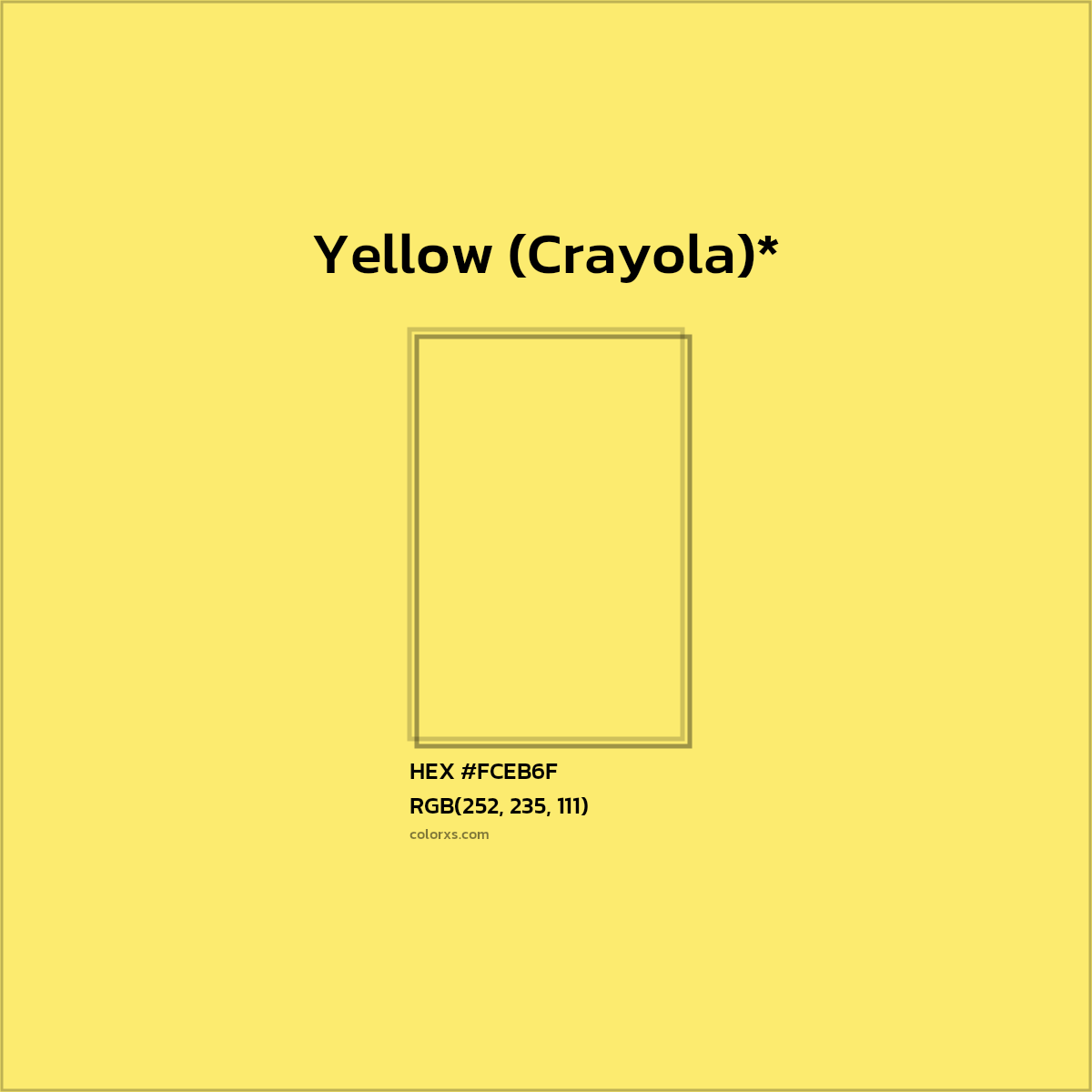 HEX #FCEB6F Color Name, Color Code, Palettes, Similar Paints, Images