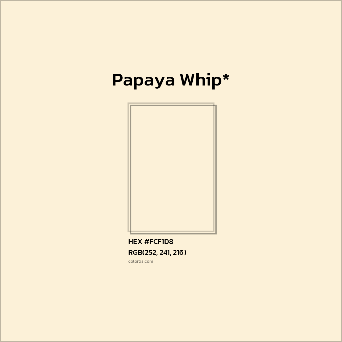HEX #FCF1D8 Color Name, Color Code, Palettes, Similar Paints, Images