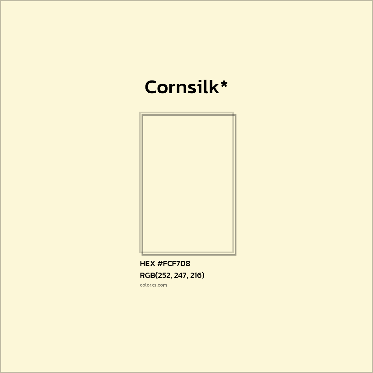 HEX #FCF7D8 Color Name, Color Code, Palettes, Similar Paints, Images