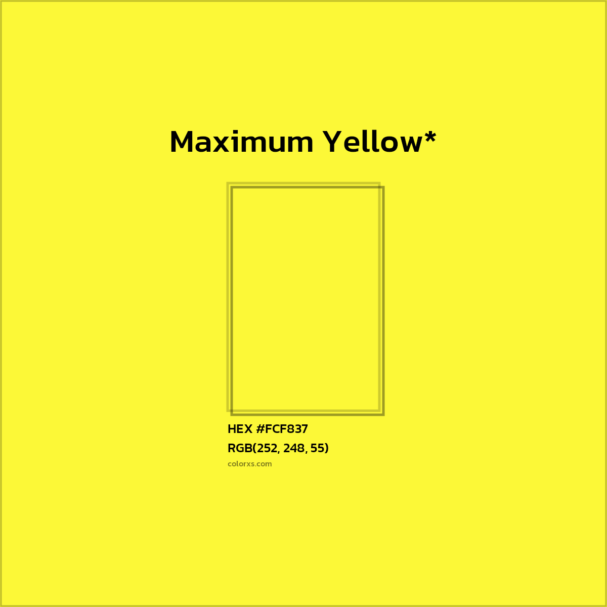 HEX #FCF837 Color Name, Color Code, Palettes, Similar Paints, Images
