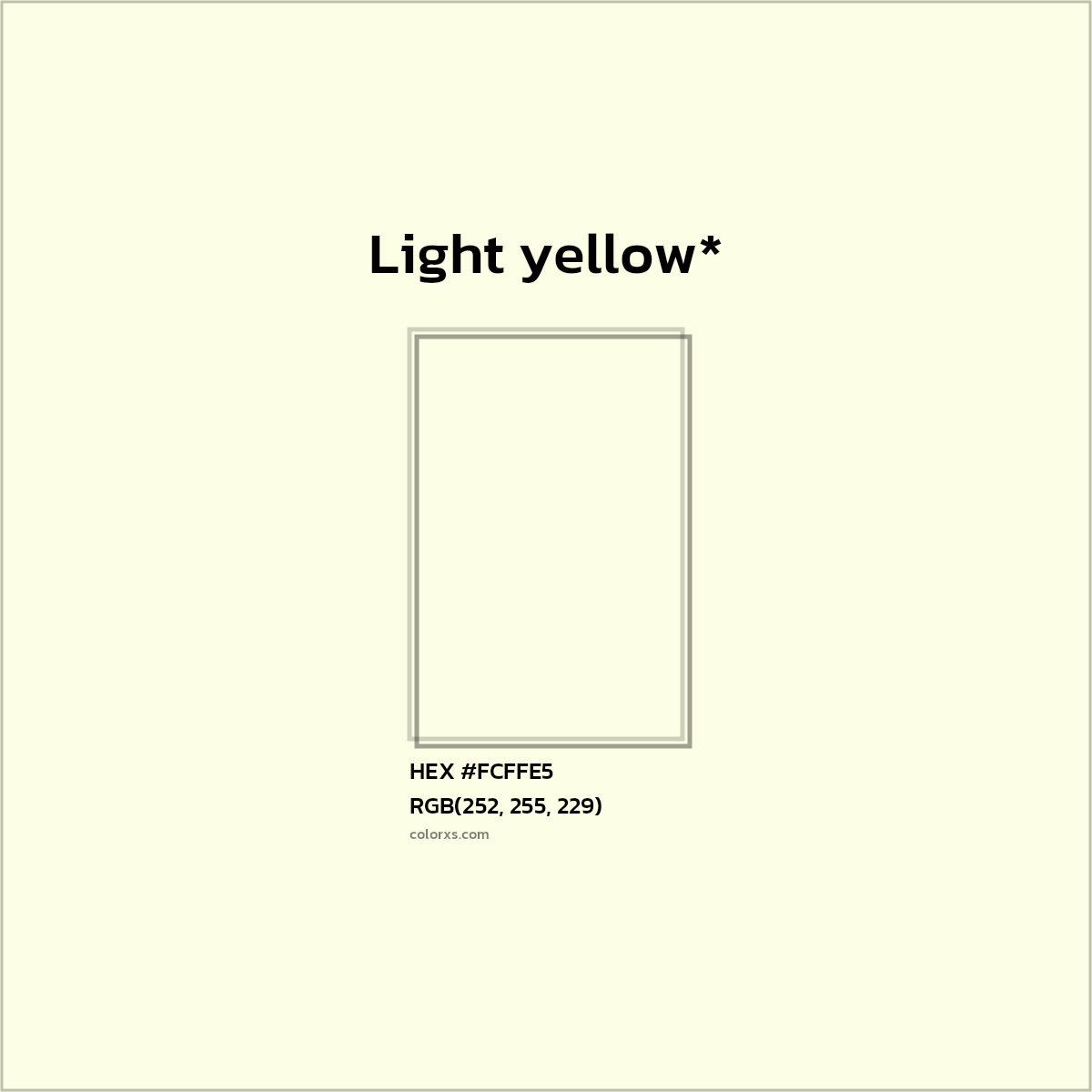 HEX #FCFFE5 Color Name, Color Code, Palettes, Similar Paints, Images