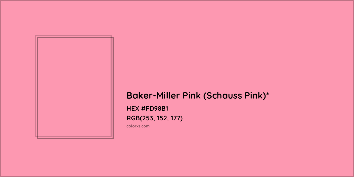HEX #FD98B1 Color Name, Color Code, Palettes, Similar Paints, Images