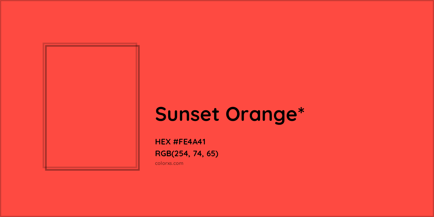 HEX #FE4A41 Color Name, Color Code, Palettes, Similar Paints, Images
