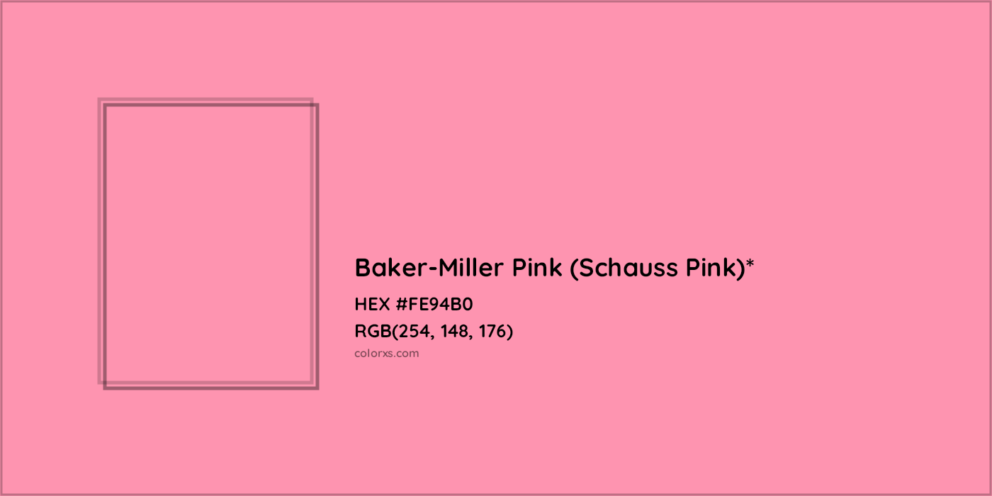 HEX #FE94B0 Color Name, Color Code, Palettes, Similar Paints, Images