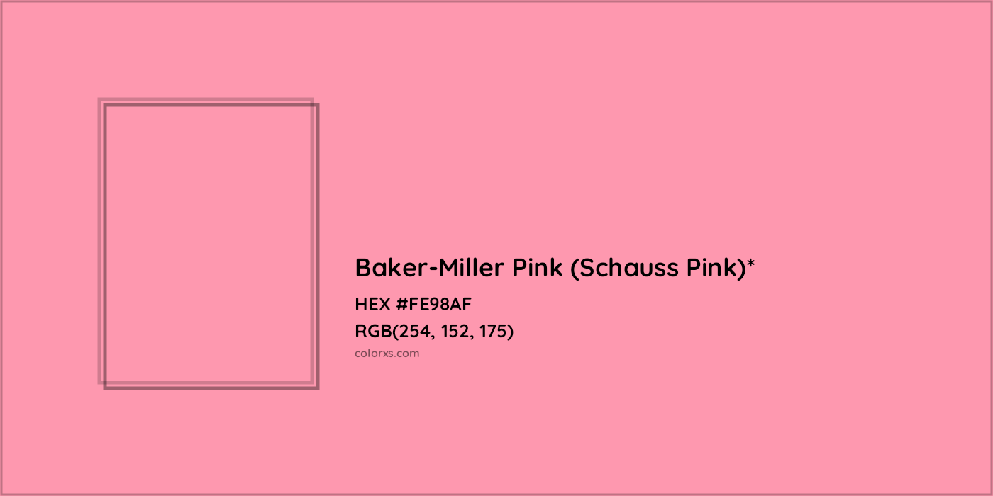 HEX #FE98AF Color Name, Color Code, Palettes, Similar Paints, Images