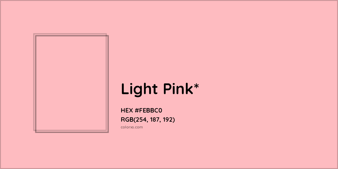HEX #FEBBC0 Color Name, Color Code, Palettes, Similar Paints, Images
