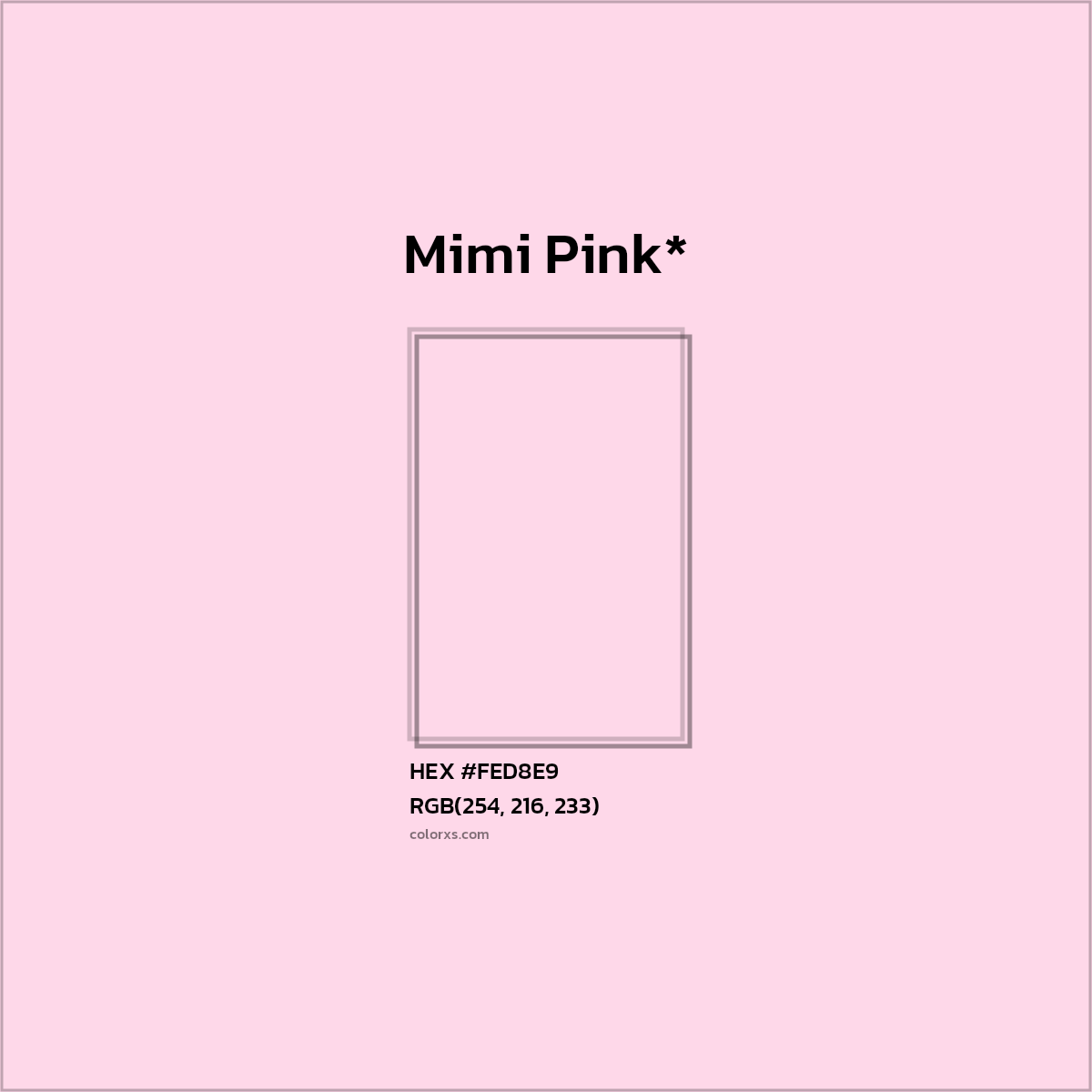 HEX #FED8E9 Color Name, Color Code, Palettes, Similar Paints, Images