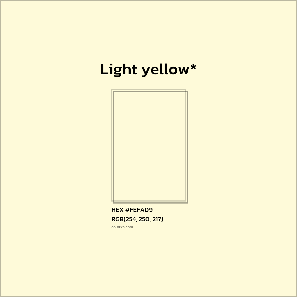 HEX #FEFAD9 Color Name, Color Code, Palettes, Similar Paints, Images