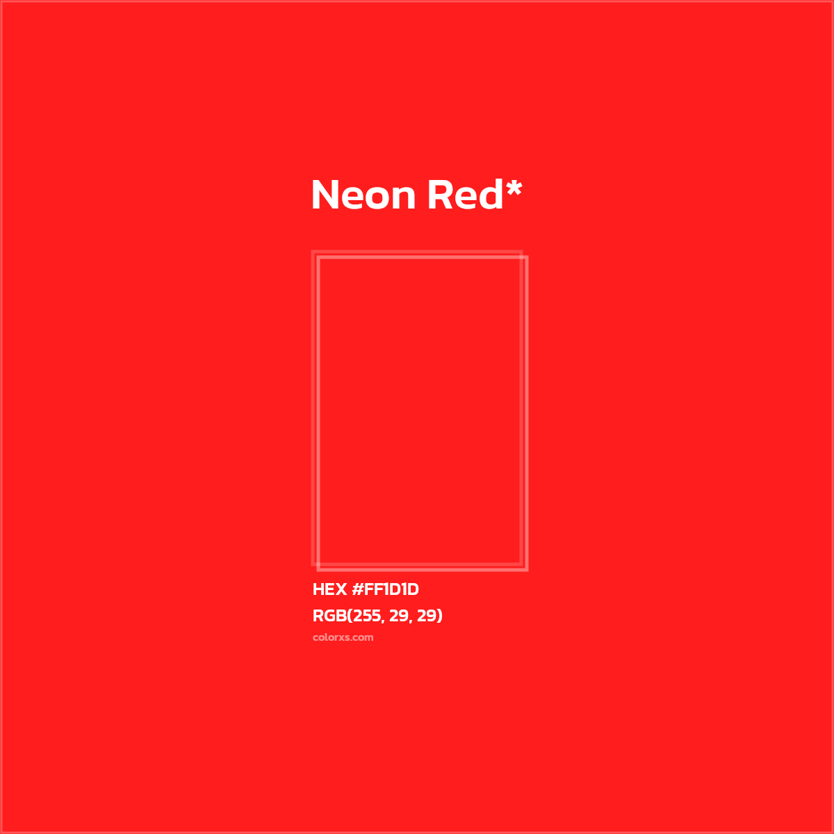 HEX #FF1D1D Color Name, Color Code, Palettes, Similar Paints, Images