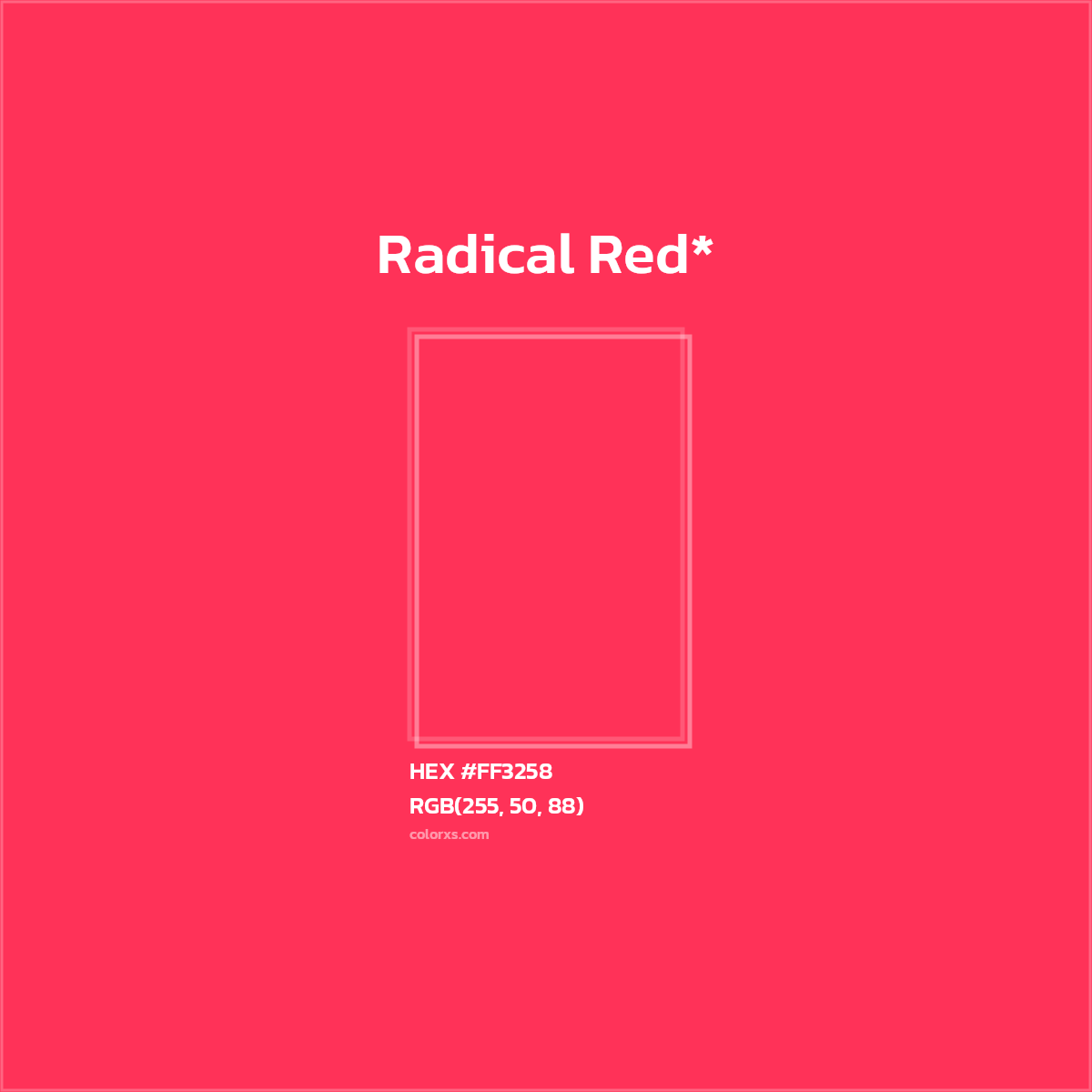 HEX #FF3258 Color Name, Color Code, Palettes, Similar Paints, Images