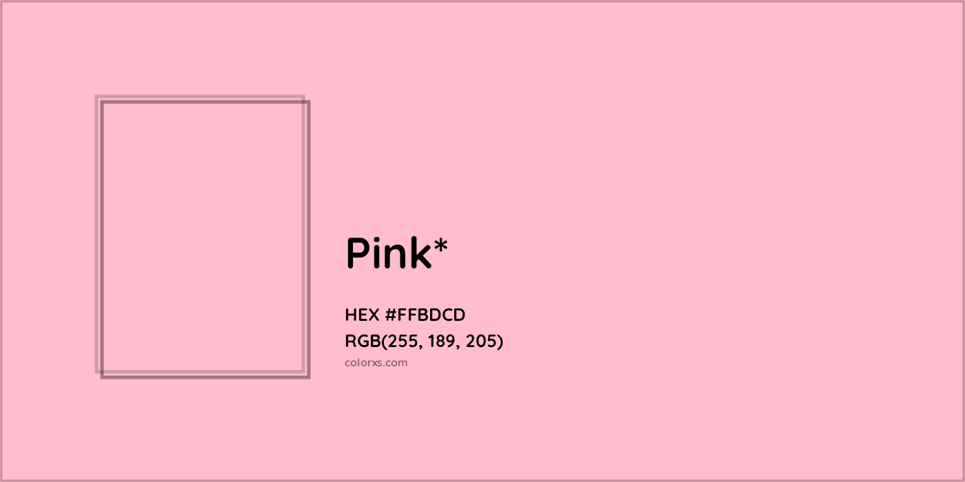 HEX #FFBDCD Color Name, Color Code, Palettes, Similar Paints, Images
