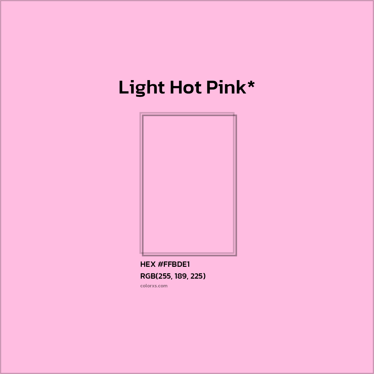 HEX #FFBDE1 Color Name, Color Code, Palettes, Similar Paints, Images