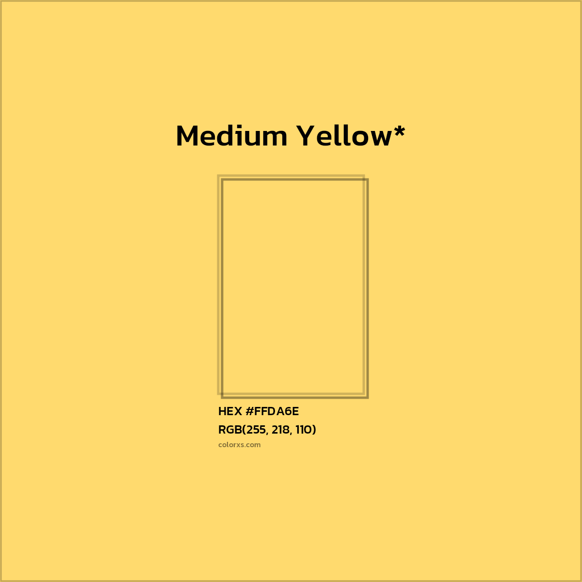 #FFDA6E hex color. RGB, RYB, CMYK, HSL, HSV codes and color conversions. Matching color names, palettes, paints.